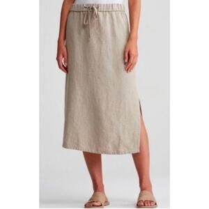 Eileen Fisher organic linen midi skirt S